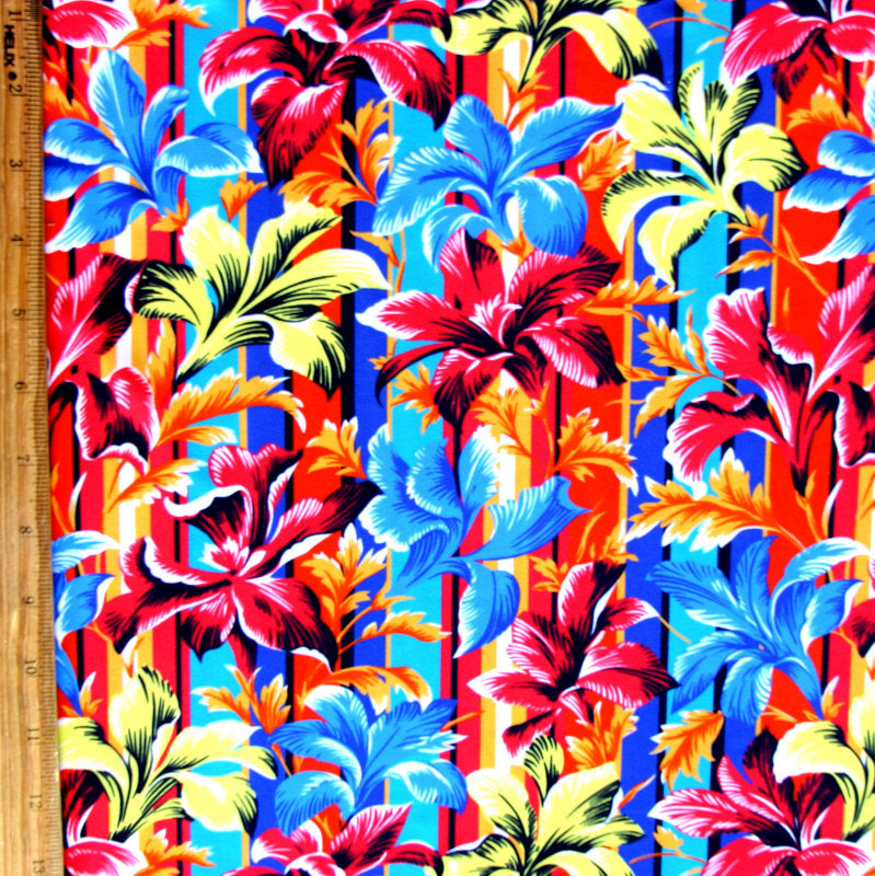Swim Knit Nylon Lycra Vertical Festive Floral