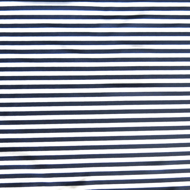 Swim Knit Navy and White 1/4 Inch Stripe Nylon Spandex 24" Remnant