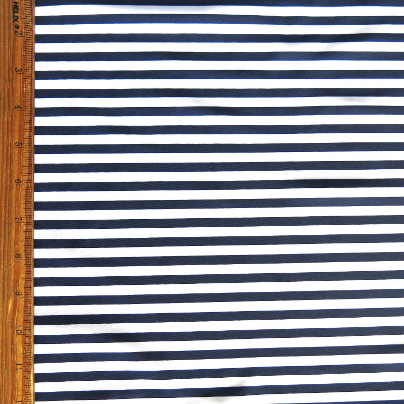 Navy and White Stripe Nylon Spandex Swim Knit