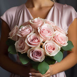 Light Pink Roses Bridesmaids Bouquets 6 Sets Fresh Wedding Flowers 28 Stems Each Romantic Floral