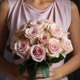 Light Pink Roses Bridesmaids Bouquets 6 Sets Fresh Wedding Flowers 28 Stems Each Romantic Floral