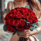 Red Roses Bridesmaids Bouquets 3 Sets Fresh Wedding Flowers 28 Stems Each Romantic Floral