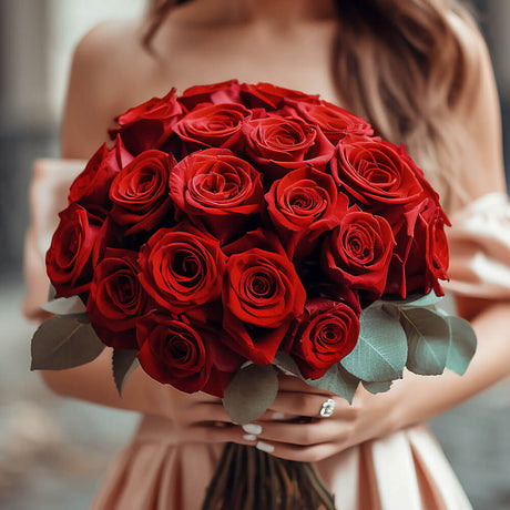 Red Roses Bridesmaids Bouquets 3 Sets Fresh Wedding Flowers 28 Stems Each Romantic Floral