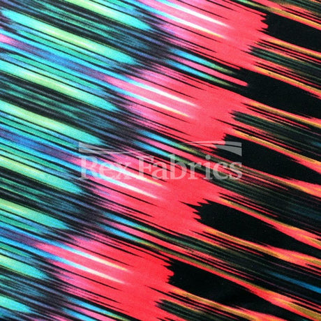 Vibrations Polyester Spandex Fabric - Pink, Orange, Purple Chevron Print, 58/60" Width (1 Yard)