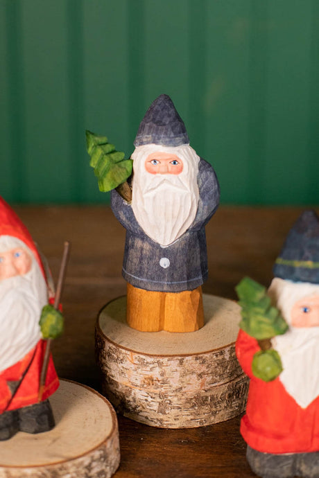 5" Mini Wood Vintage Santa Ornament