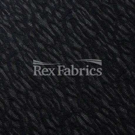 Vine Street Mesh Nylon Spandex Fabric - Black/White Wavy Pattern, 58/60" Width (1 Yard)