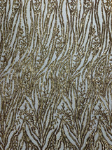 Vine/Root Sequin 4 Way Stretch Mesh Fabric - Vine/Root Sequin Pattern, 54" Width (1 Yard)