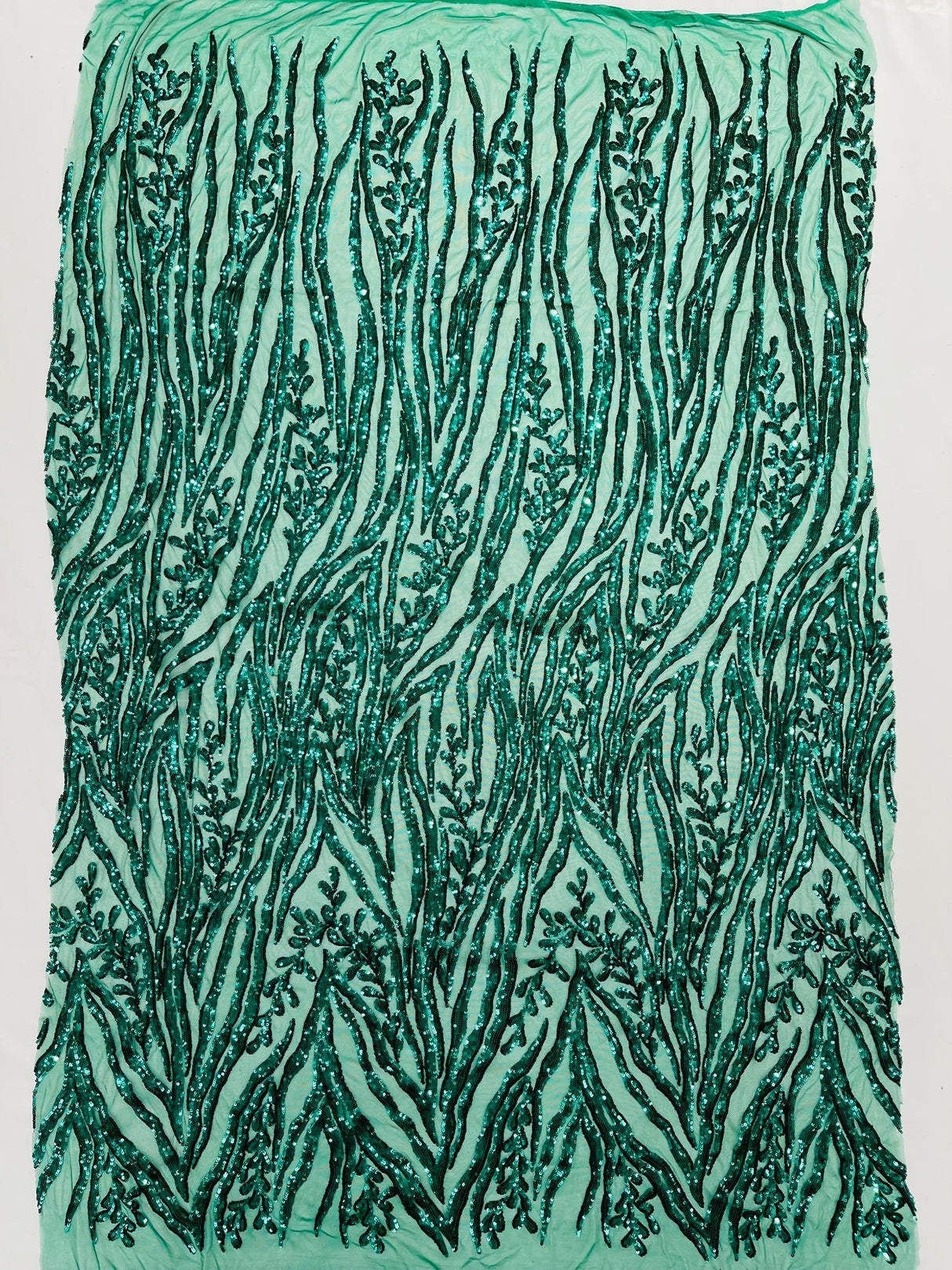 Vine/Root Sequin 4 Way Stretch Mesh Fabric - Vine/Root Sequin Pattern, 54" Width (1 Yard)