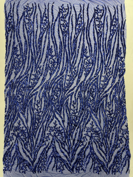 Vine/Root Sequin 4 Way Stretch Mesh Fabric - Vine/Root Sequin Pattern, 54" Width (1 Yard)