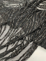 Vine/Root Sequin 4 Way Stretch Mesh Fabric - Vine/Root Sequin Pattern, 54" Width (1 Yard)