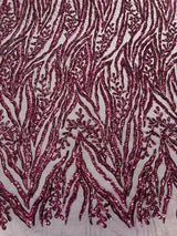 Vine/Root Sequin 4 Way Stretch Mesh Fabric - Vine/Root Sequin Pattern, 54" Width (1 Yard)