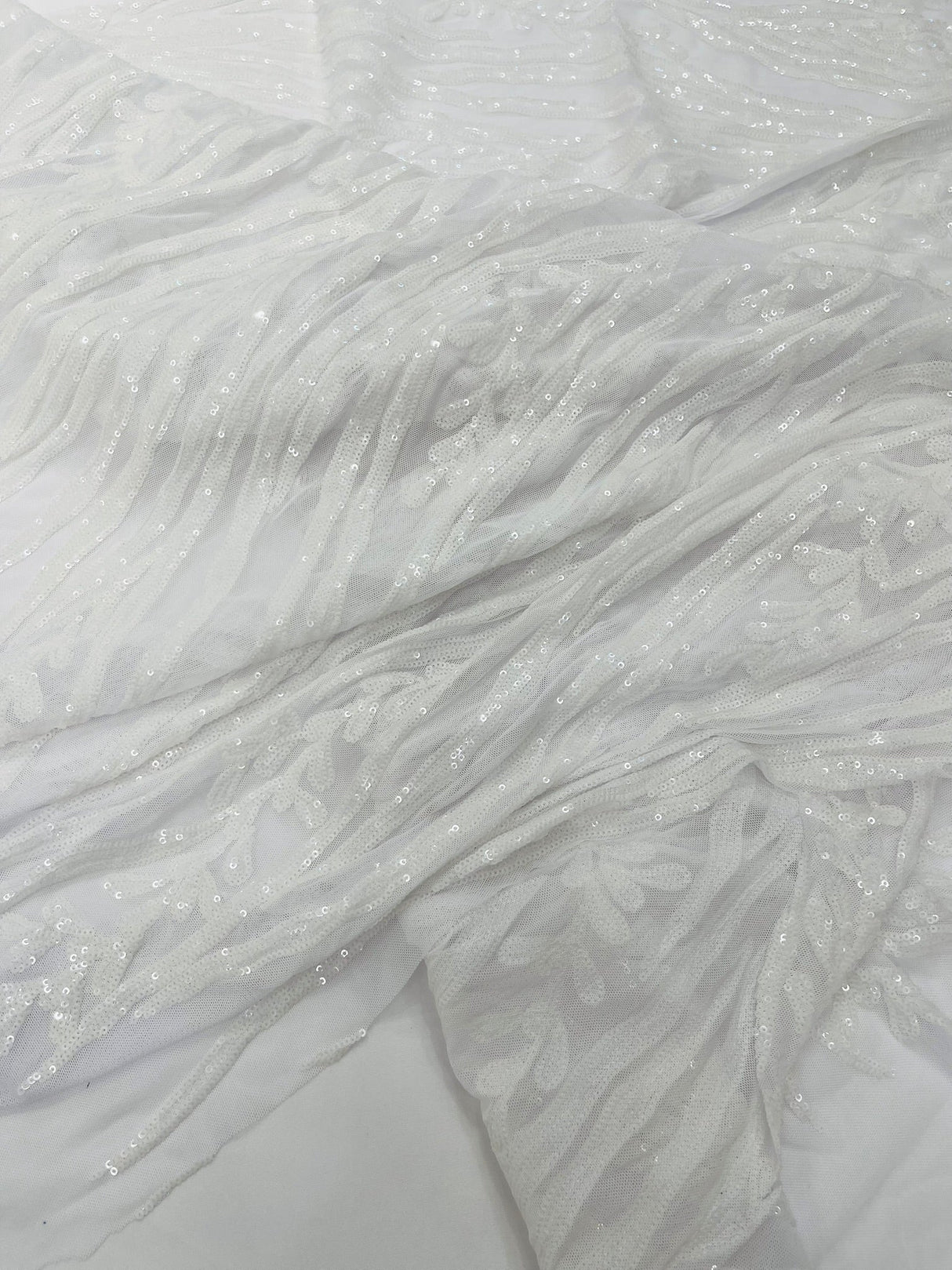 Vine/Root Sequin 4 Way Stretch Mesh Fabric - Vine/Root Sequin Pattern, 54" Width (1 Yard)