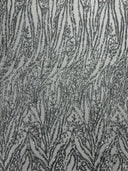 Vine/Root Sequin 4 Way Stretch Mesh Fabric - Vine/Root Sequin Pattern, 54" Width (1 Yard)