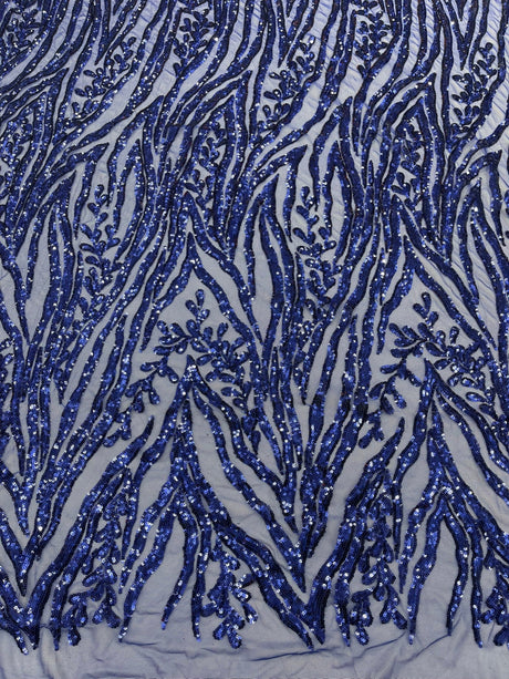 Vine/Root Sequin 4 Way Stretch Mesh Fabric - Vine/Root Sequin Pattern, 54" Width (1 Yard)