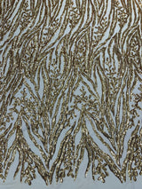 Vine/Root Sequin 4 Way Stretch Mesh Fabric - Vine/Root Sequin Pattern, 54" Width (1 Yard)