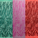 Vine/Root Sequin 4 Way Stretch Mesh Fabric - Vine/Root Sequin Pattern, 54" Width (1 Yard)