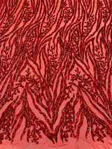 Vine/Root Sequin 4 Way Stretch Mesh Fabric - Vine/Root Sequin Pattern, 54" Width (1 Yard)