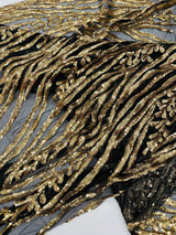 Vine/Root Sequin 4 Way Stretch Mesh Fabric - Vine/Root Sequin Pattern, 54" Width (1 Yard)