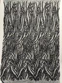 Vine/Root Sequin 4 Way Stretch Mesh Fabric - Vine/Root Sequin Pattern, 54" Width (1 Yard)