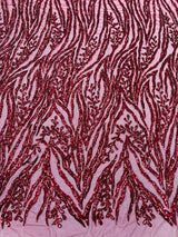 Vine/Root Sequin 4 Way Stretch Mesh Fabric - Vine/Root Sequin Pattern, 54" Width (1 Yard)