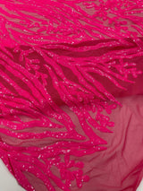 Vine/Root Sequin 4 Way Stretch Mesh Fabric - Vine/Root Sequin Pattern, 54" Width (1 Yard)