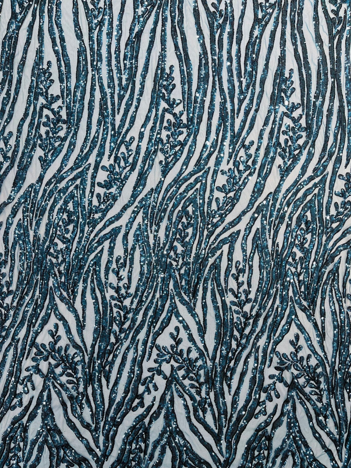 Vine/Root Sequin 4 Way Stretch Mesh Fabric - Vine/Root Sequin Pattern, 54" Width (1 Yard)