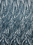 Vine/Root Sequin 4 Way Stretch Mesh Fabric - Vine/Root Sequin Pattern, 54" Width (1 Yard)