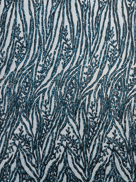 Vine/Root Sequin 4 Way Stretch Mesh Fabric - Vine/Root Sequin Pattern, 54" Width (1 Yard)
