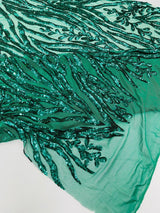 Vine/Root Sequin 4 Way Stretch Mesh Fabric - Vine/Root Sequin Pattern, 54" Width (1 Yard)