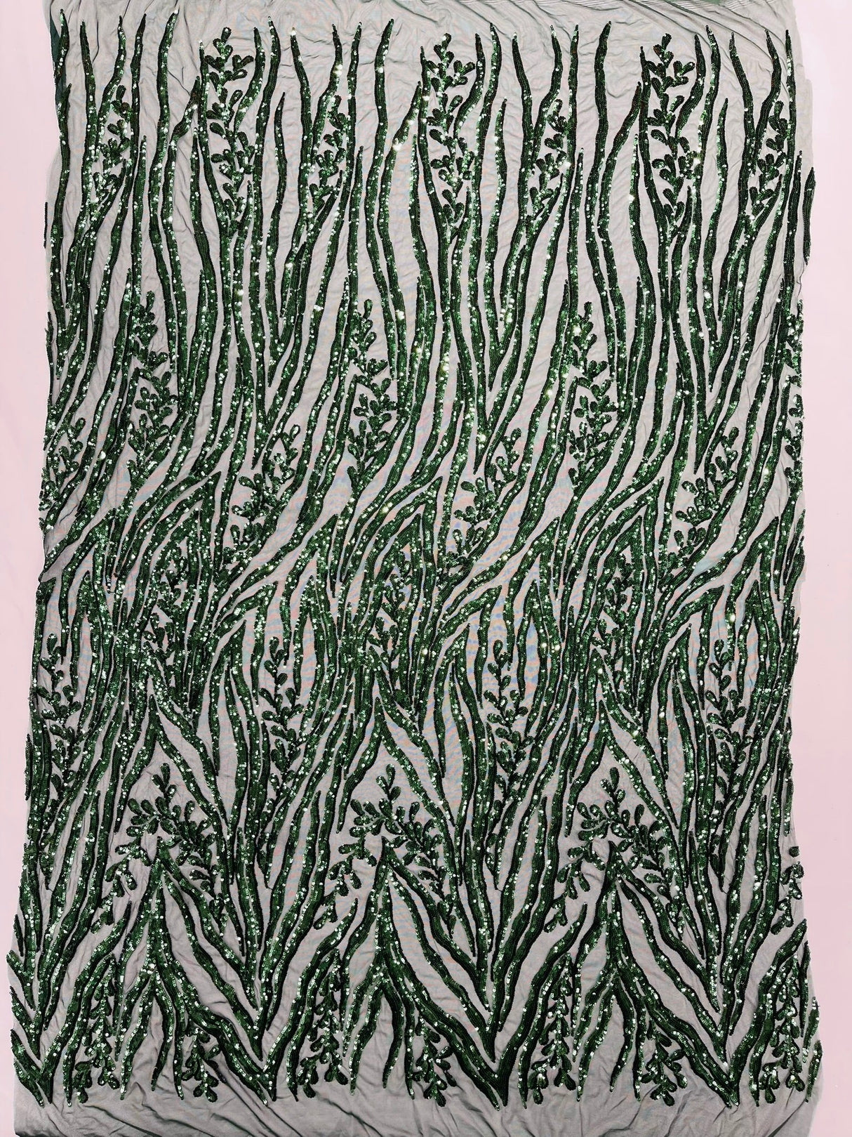 Vine/Root Sequin 4 Way Stretch Mesh Fabric - Vine/Root Sequin Pattern, 54" Width (1 Yard)