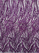 Vine/Root Sequin 4 Way Stretch Mesh Fabric - Vine/Root Sequin Pattern, 54" Width (1 Yard)