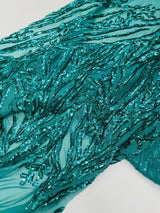 Vine/Root Sequin 4 Way Stretch Mesh Fabric - Vine/Root Sequin Pattern, 54" Width (1 Yard)