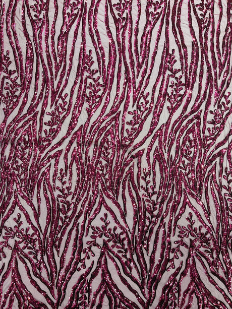 Vine/Root Sequin 4 Way Stretch Mesh Fabric - Vine/Root Sequin Pattern, 54" Width (1 Yard)
