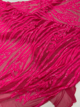Vine/Root Sequin 4 Way Stretch Mesh Fabric - Vine/Root Sequin Pattern, 54" Width (1 Yard)
