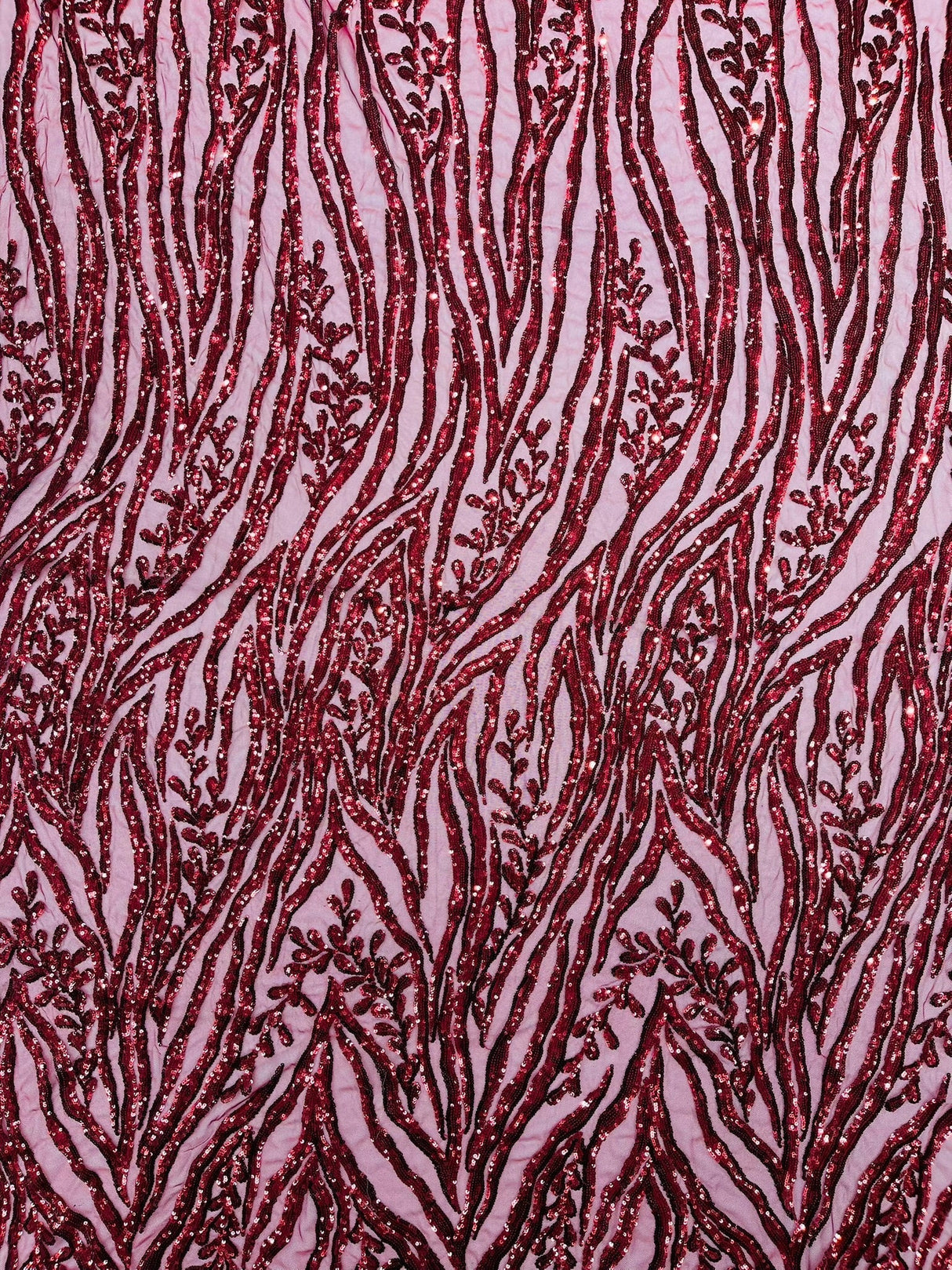 Vine/Root Sequin 4 Way Stretch Mesh Fabric - Vine/Root Sequin Pattern, 54" Width (1 Yard)