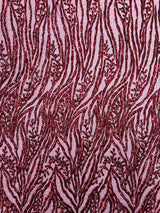 Vine/Root Sequin 4 Way Stretch Mesh Fabric - Vine/Root Sequin Pattern, 54" Width (1 Yard)