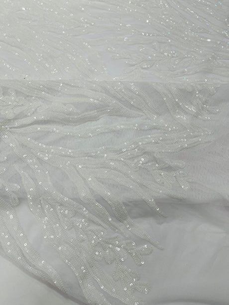 Vine/Root Sequin 4 Way Stretch Mesh Fabric - Vine/Root Sequin Pattern, 54" Width (1 Yard)