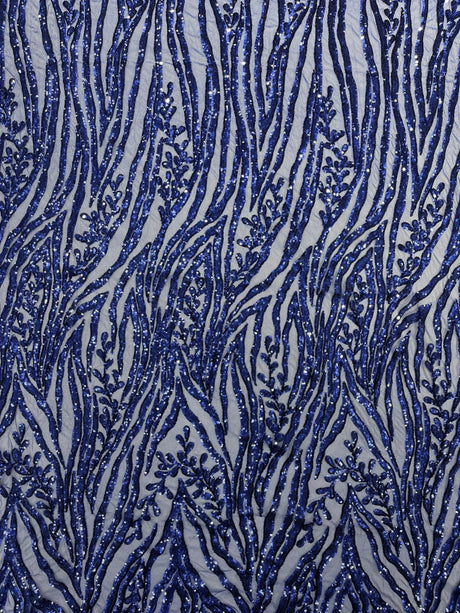 Vine/Root Sequin 4 Way Stretch Mesh Fabric - Vine/Root Sequin Pattern, 54" Width (1 Yard)