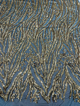 Vine/Root Sequin 4 Way Stretch Mesh Fabric - Vine/Root Sequin Pattern, 54" Width (1 Yard)