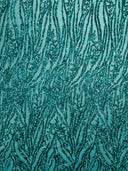 Vine/Root Sequin 4 Way Stretch Mesh Fabric - Vine/Root Sequin Pattern, 54" Width (1 Yard)