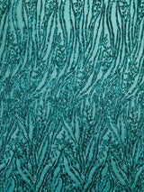 Vine/Root Sequin 4 Way Stretch Mesh Fabric - Vine/Root Sequin Pattern, 54" Width (1 Yard)