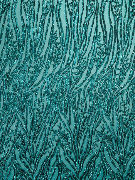 Vine/Root Sequin 4 Way Stretch Mesh Fabric - Vine/Root Sequin Pattern, 54" Width (1 Yard)