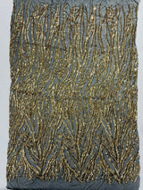 Vine/Root Sequin 4 Way Stretch Mesh Fabric - Vine/Root Sequin Pattern, 54" Width (1 Yard)
