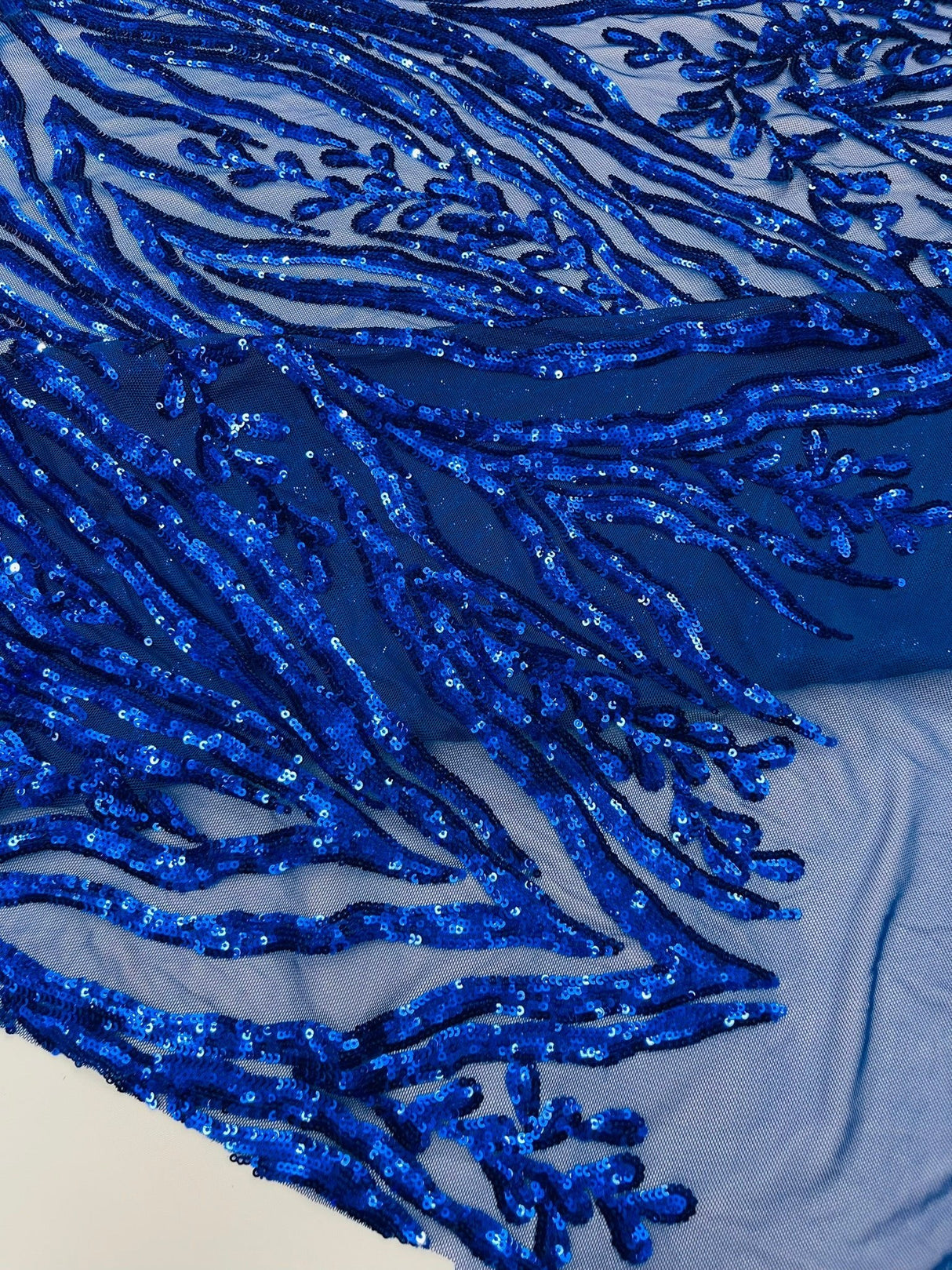 Vine/Root Sequin 4 Way Stretch Mesh Fabric - Vine/Root Sequin Pattern, 54" Width (1 Yard)