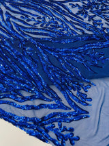 Vine/Root Sequin 4 Way Stretch Mesh Fabric - Vine/Root Sequin Pattern, 54" Width (1 Yard)