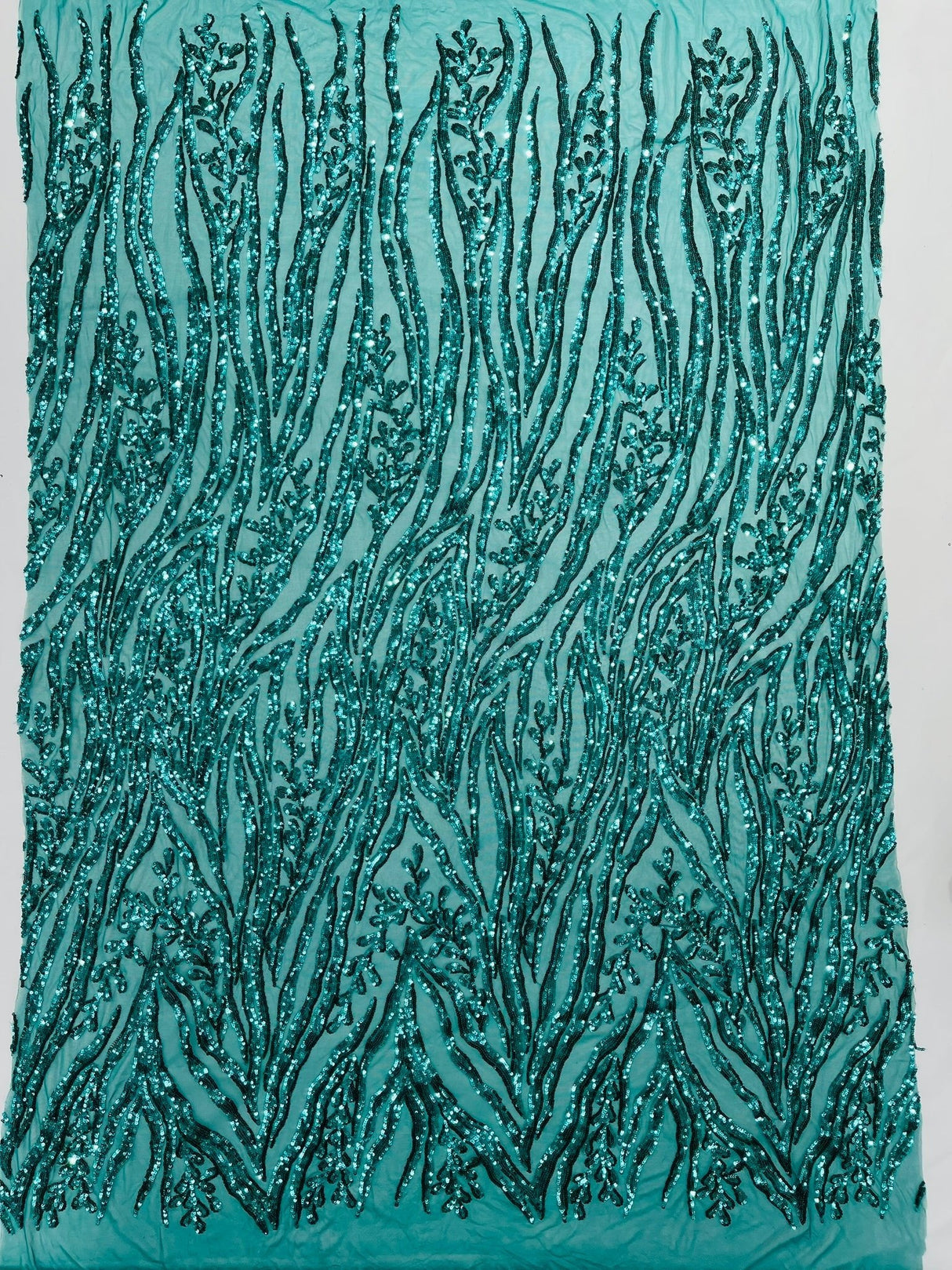 Vine/Root Sequin 4 Way Stretch Mesh Fabric - Vine/Root Sequin Pattern, 54" Width (1 Yard)