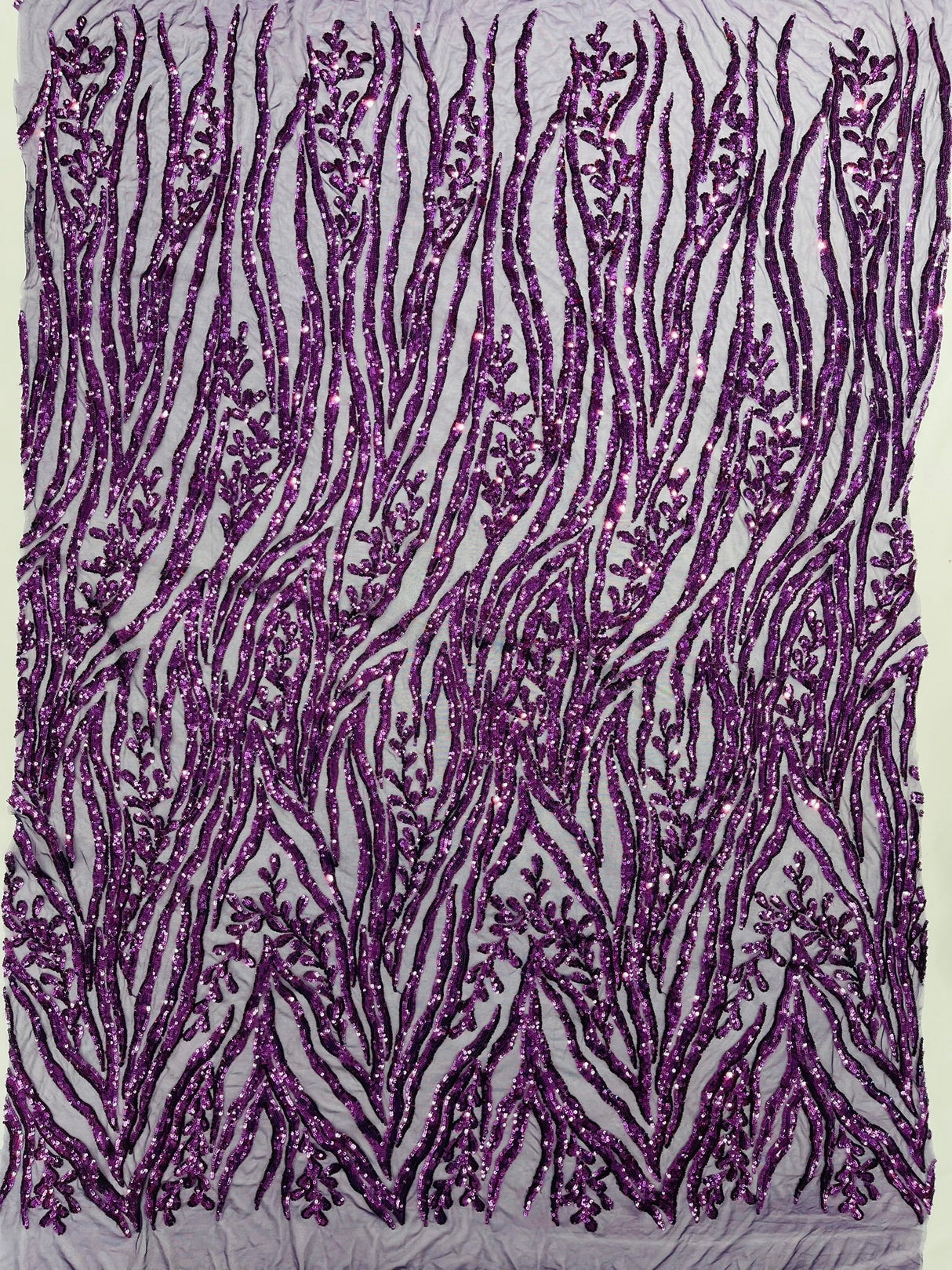 Vine/Root Sequin 4 Way Stretch Mesh Fabric - Vine/Root Sequin Pattern, 54" Width (1 Yard)