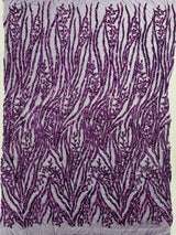 Vine/Root Sequin 4 Way Stretch Mesh Fabric - Vine/Root Sequin Pattern, 54" Width (1 Yard)