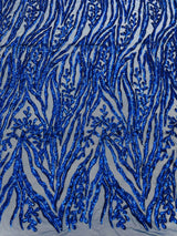 Vine/Root Sequin 4 Way Stretch Mesh Fabric - Vine/Root Sequin Pattern, 54" Width (1 Yard)