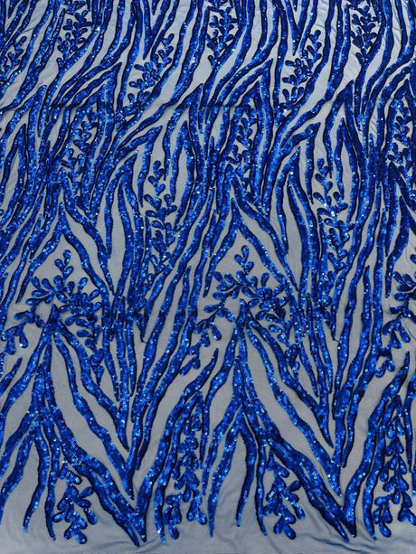 Vine/Root Sequin 4 Way Stretch Mesh Fabric - Vine/Root Sequin Pattern, 54" Width (1 Yard)